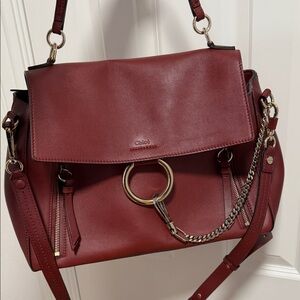 Chloe Burgundy Leather Shoulder Bag